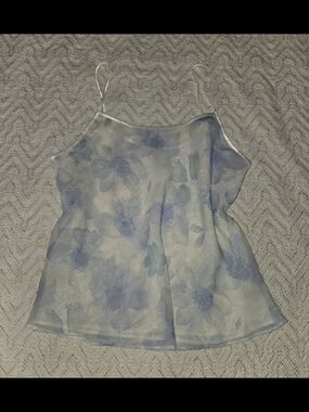 Valerie Stevens Pale Blue Floral Satin Cami